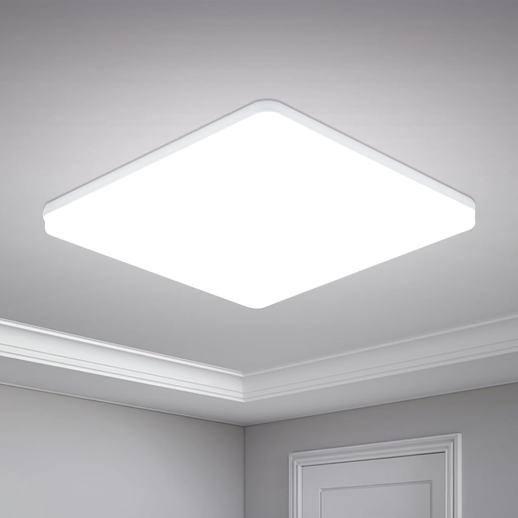 Yafido LED Square Ceiling Light Fitting 48W 4320LM, Cool White 6500K, IP44 Waterproof, 30CM Modern Ultra Bright Lighting Fixture 220V for Bathroom Living Room Kitchen Roof Office