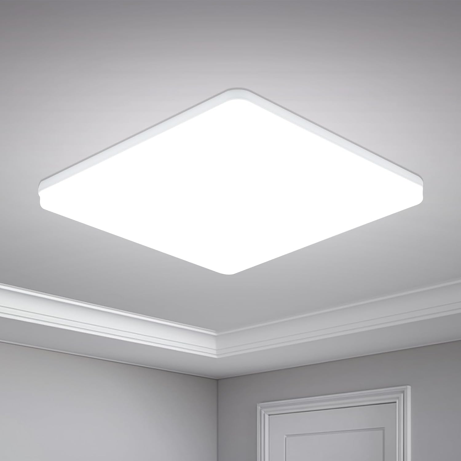 Yafido LED Square Ceiling Light Fitting 48W 4320LM, Cool White 6500K, IP44 Waterproof, 30CM Modern Ultra Bright Lighting Fixture 220V for Bathroom Living Room Kitchen Roof Office