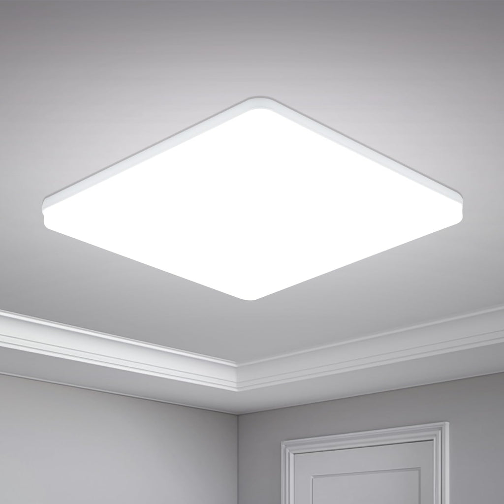 Yafido LED Square Ceiling Light Fitting 48W 4320LM, Cool White 6500K, IP44 Waterproof, 30CM Modern Ultra Bright Lighting Fixture 220V for Bathroom Living Room Kitchen Roof Office