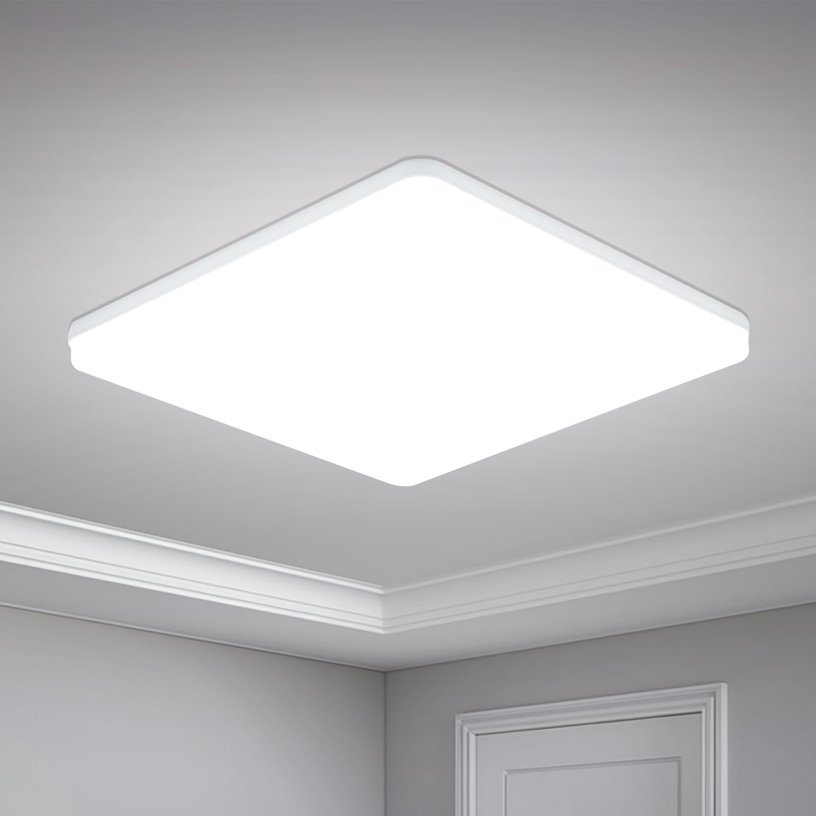 Yafido LED Square Ceiling Light Fitting 48W 4320LM, Cool White 6500K, IP44 Waterproof, 30CM Modern Ultra Bright Lighting Fixture 220V for Bathroom Living Room Kitchen Roof Office