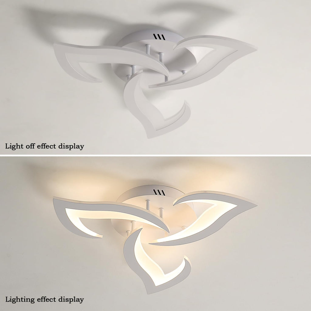 Dorlink LED Ceiling Light, 36W 3240LM Modern Design Ceiling Lighting, 3 Lights Living Room Ceiling Light Acrylic White Flower Fittings Ceilings for Bedroom, Kitchen, Dining Room 3000K Warm White