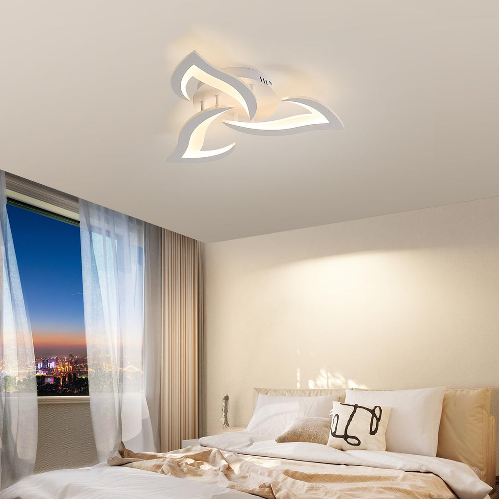 Dorlink LED Ceiling Light, 36W 3240LM Modern Design Ceiling Lighting, 3 Lights Living Room Ceiling Light Acrylic White Flower Fittings Ceilings for Bedroom, Kitchen, Dining Room 3000K Warm White