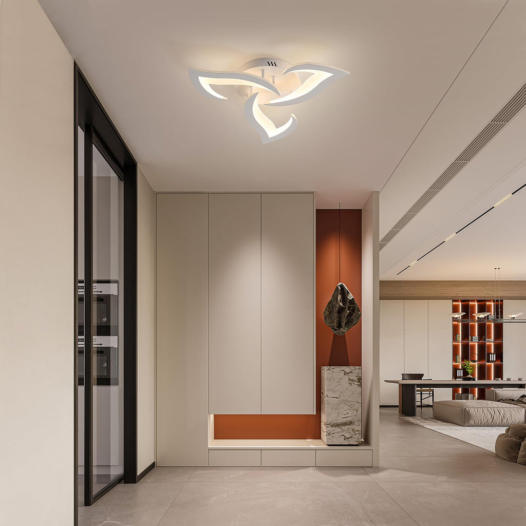 Dorlink LED Ceiling Light, 36W 3240LM Modern Design Ceiling Lighting, 3 Lights Living Room Ceiling Light Acrylic White Flower Fittings Ceilings for Bedroom, Kitchen, Dining Room 3000K Warm White
