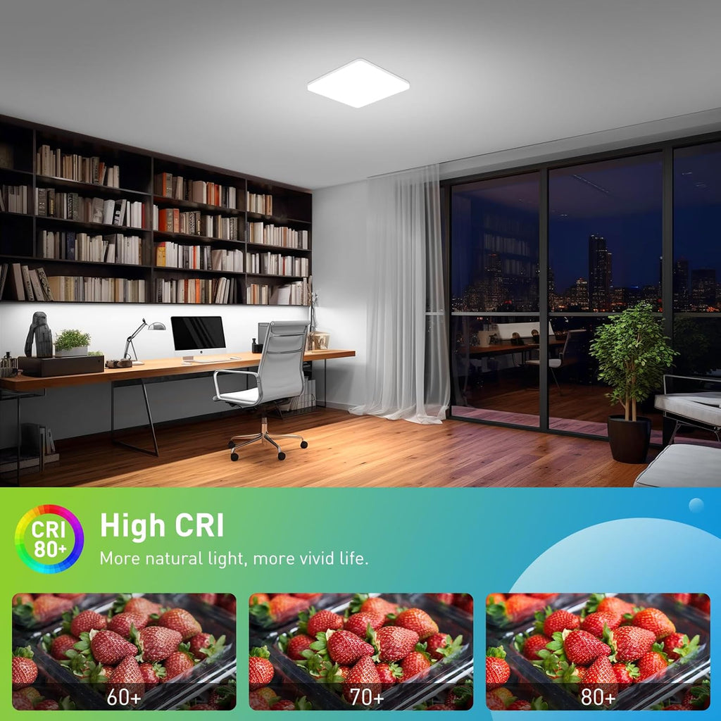 Yafido LED Square Ceiling Light Fitting 48W 4320LM, Cool White 6500K, IP44 Waterproof, 30CM Modern Ultra Bright Lighting Fixture 220V for Bathroom Living Room Kitchen Roof Office