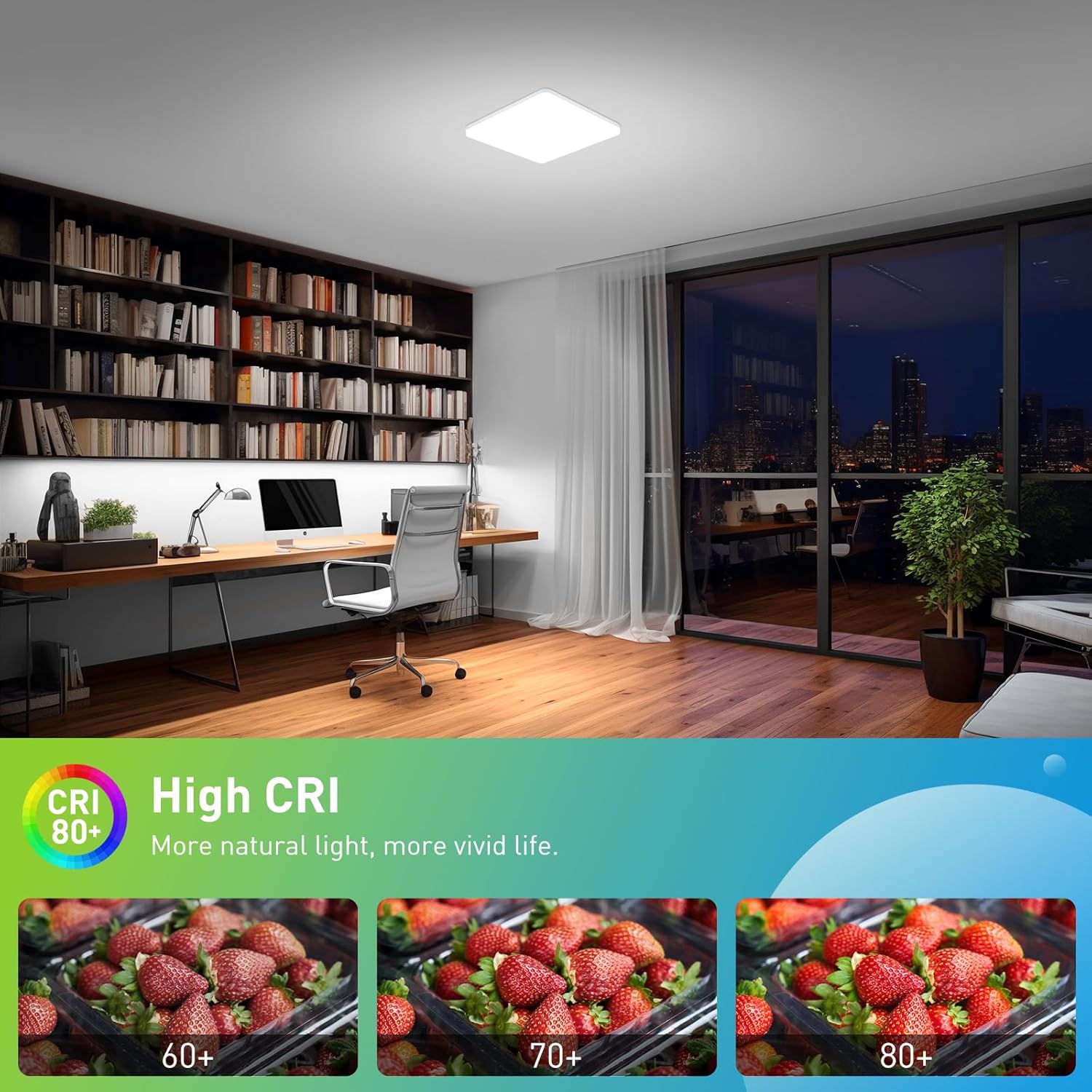 Yafido LED Square Ceiling Light Fitting 48W 4320LM, Cool White 6500K, IP44 Waterproof, 30CM Modern Ultra Bright Lighting Fixture 220V for Bathroom Living Room Kitchen Roof Office