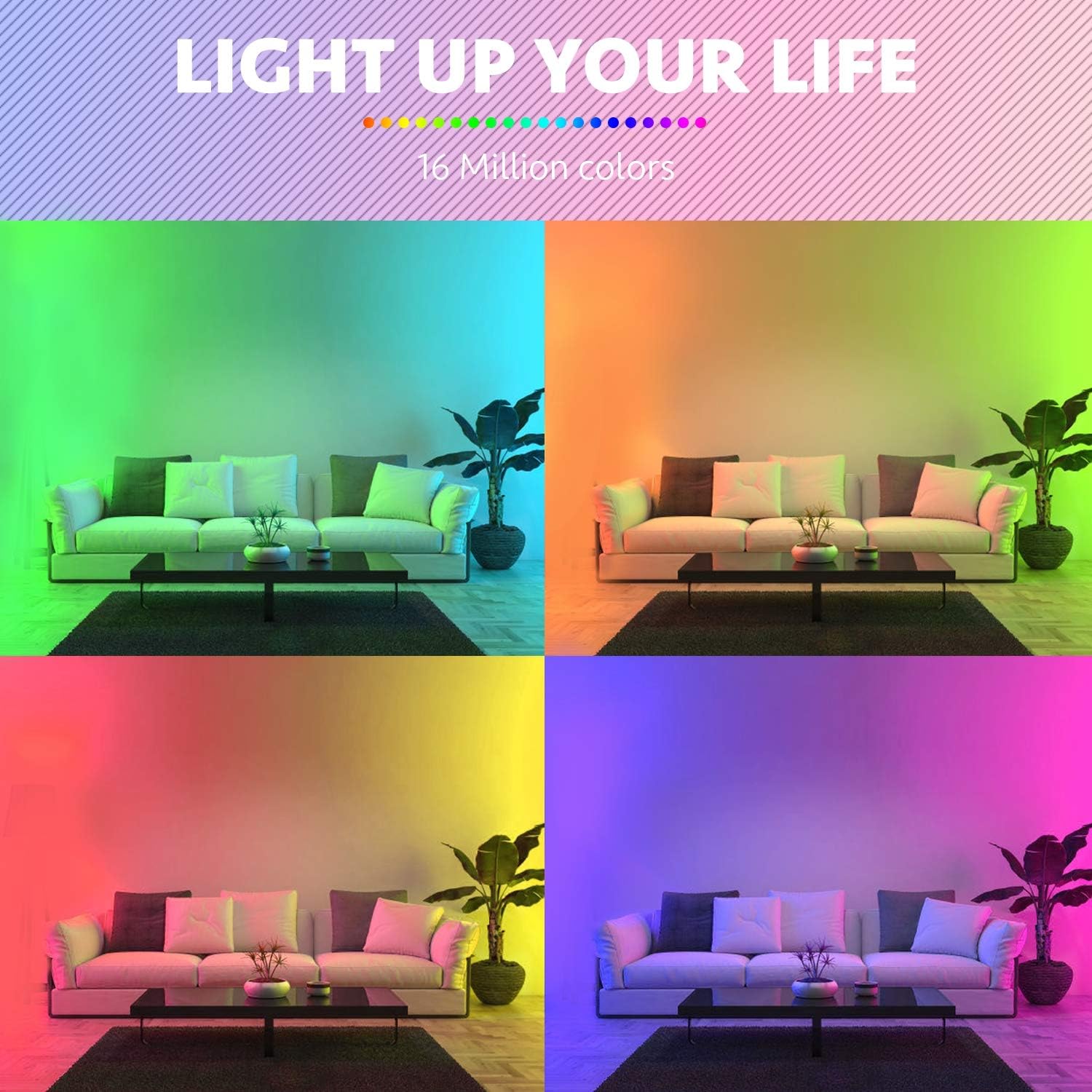 Mexllex LED Strip Lights 10M (1X10M) APP Control Colour Changing LED Lights with Remote, Music Sync Built-in Mic, SMD RGB Light Strips RGB LED Strip, Led Lights for Bedroom Home Decoration