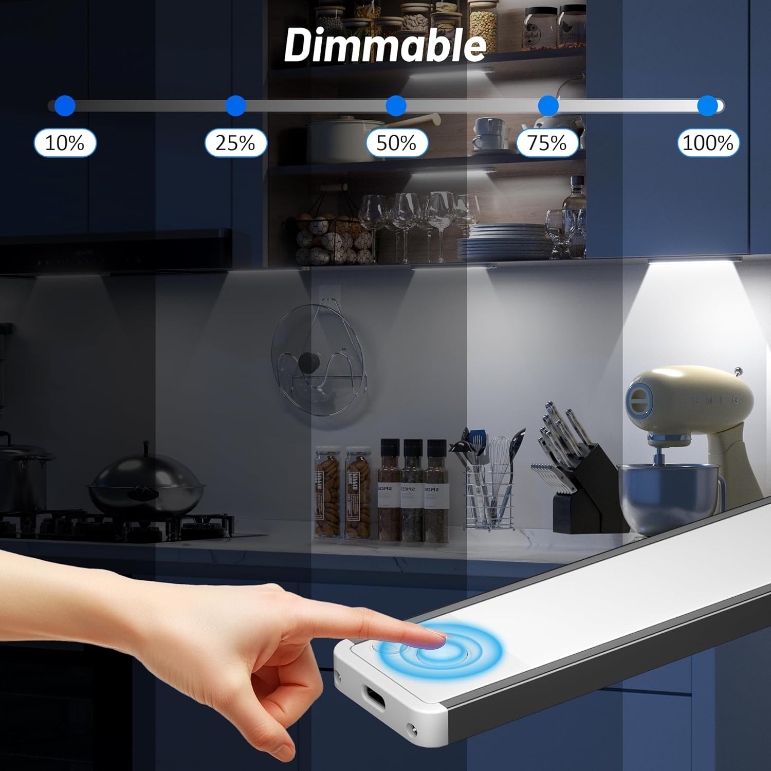 Under Cabinet Kitchen Lights LED - Cupboard Light Motion Sensor Indoor Rechargeable Strip Wireless USB Powered Magneti Battery Operated for Stairs Wardrobe Hallway Garage Bed