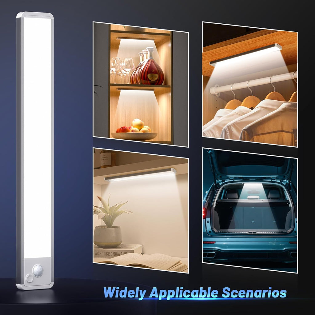 Under Cabinet Kitchen Lights LED - Cupboard Light Motion Sensor Indoor Rechargeable Strip Wireless USB Powered Magneti Battery Operated for Stairs Wardrobe Hallway Garage Bed