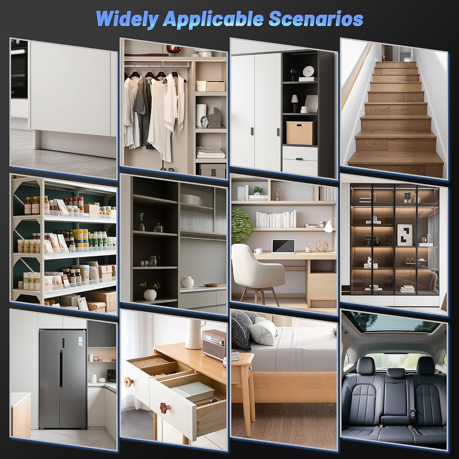 Under Cabinet Kitchen Lights LED - Cupboard Light Motion Sensor Indoor Rechargeable Strip Wireless USB Powered Magneti Battery Operated for Stairs Wardrobe Hallway Garage Bed