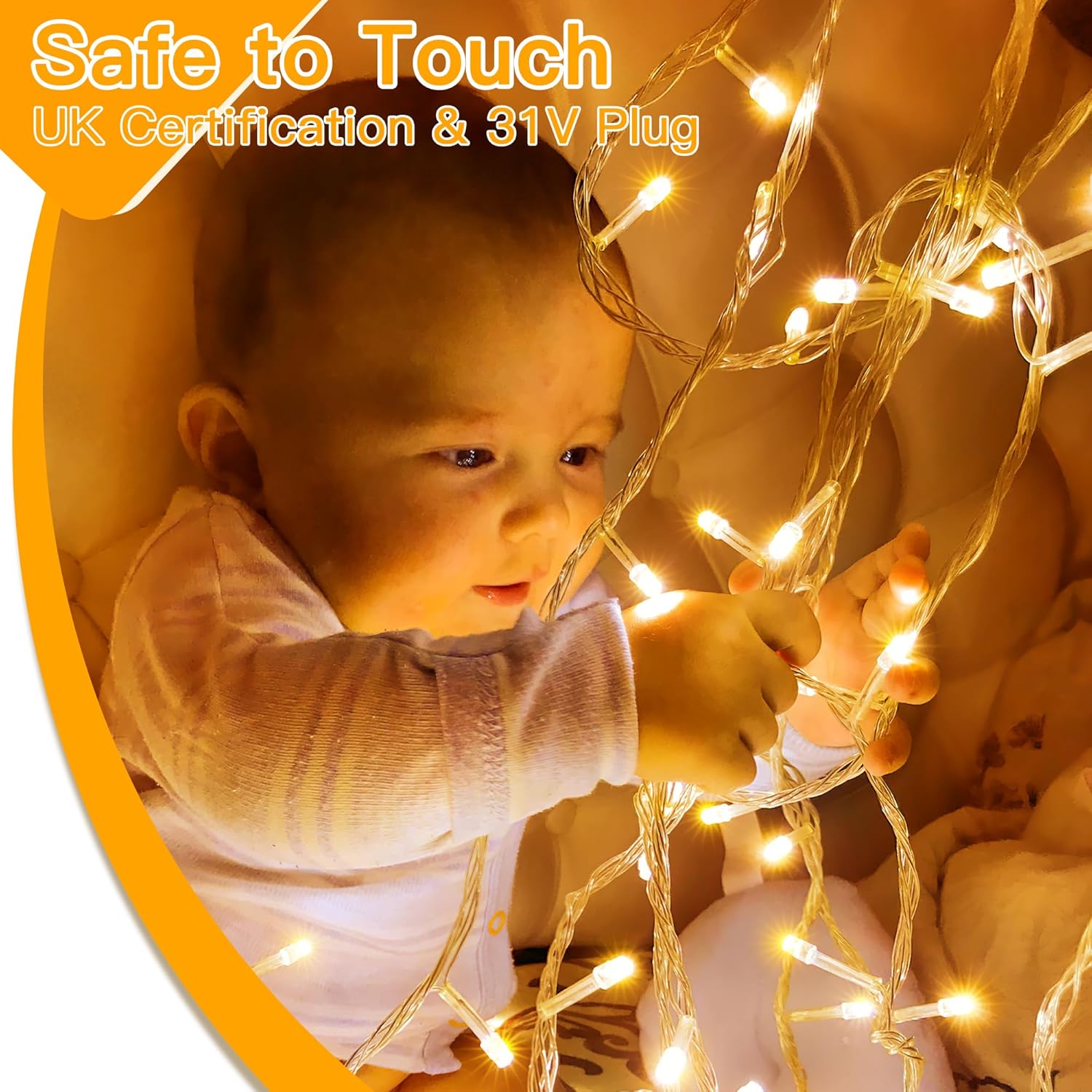 Ollny 10m 100 LED Fairy Lights Mains Powered, Outdoor Waterproof String Light with Remote/Plug/Modes/Timer, Bright Warm White Lighting Outside Indoor Garden Tree Decorations