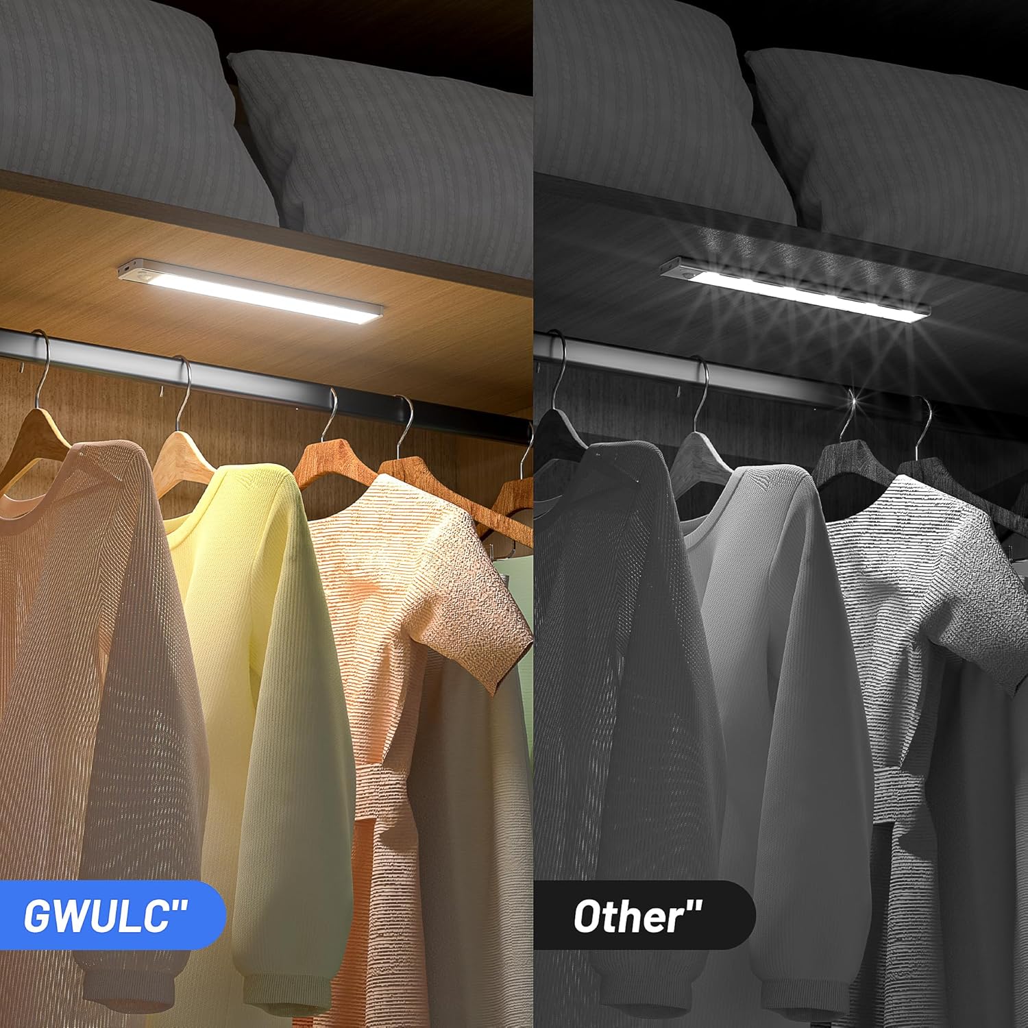 Under Cabinet Kitchen Lights LED - Cupboard Light Motion Sensor Indoor Rechargeable Strip Wireless USB Powered Magneti Battery Operated for Stairs Wardrobe Hallway Garage Bed